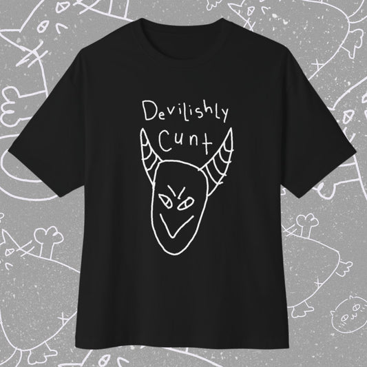 Ironic y2k Tee - Devilishly Cunt Oversized Black Shirt - Applesoup